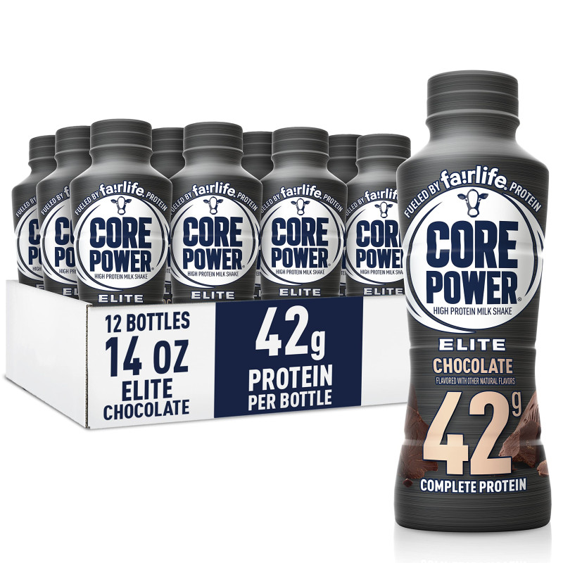 Core Power Elite Protein Shake, Chocolate, 42g Protein, 14oz (12 Pack)