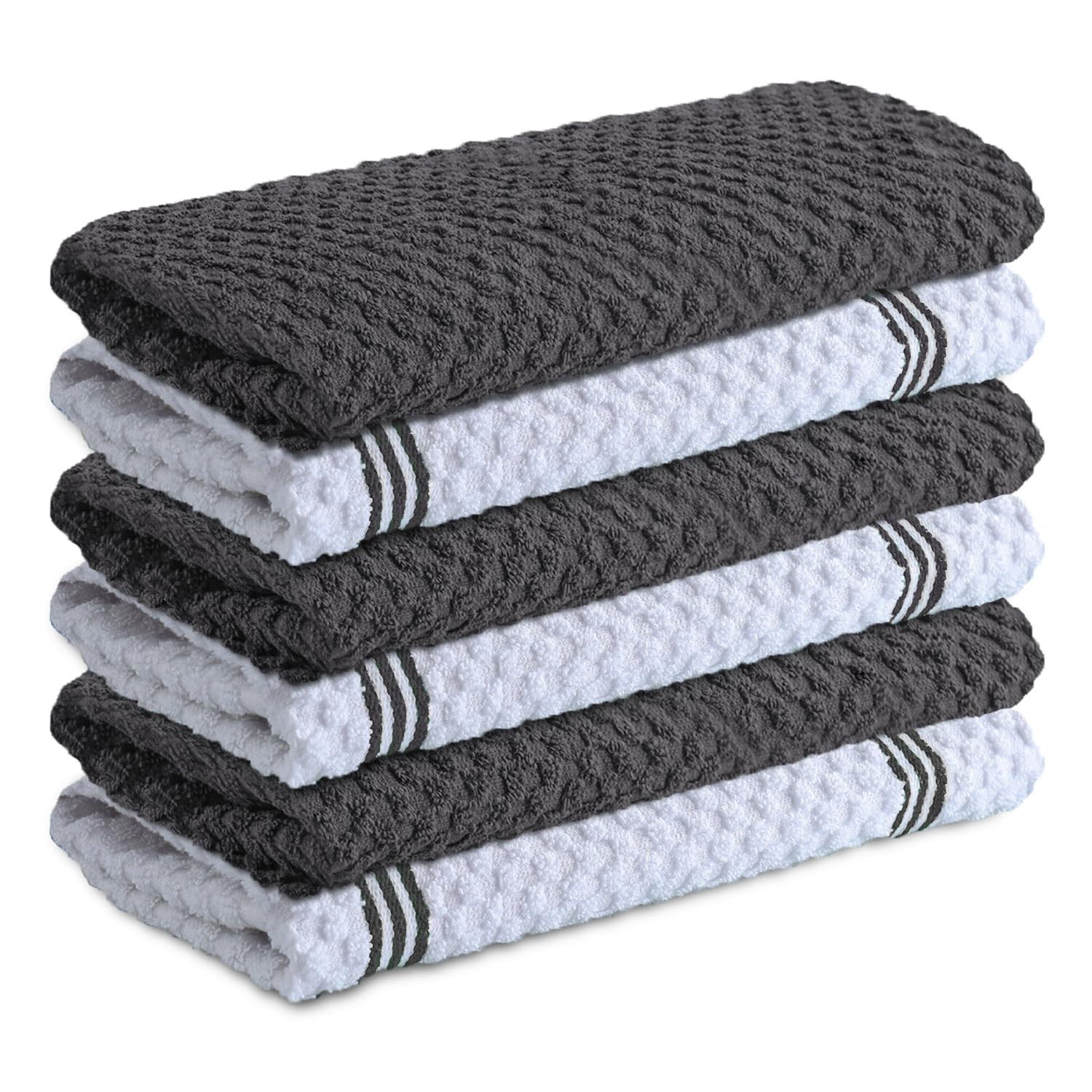 Infinitee Xclusives 100% Cotton Grey Kitchen Towels – 15x25" Ultra Soft & Super Absorbent Terry Tea Towels