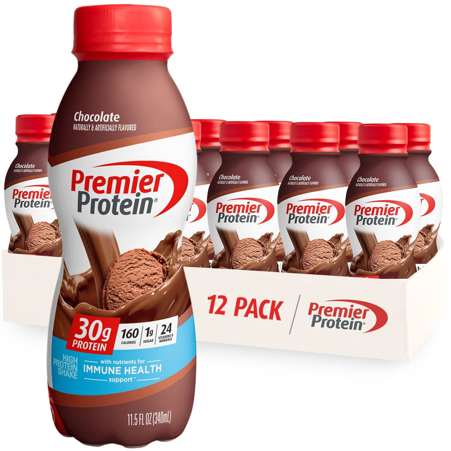Premier Protein Shake - Chocolate, 30g Protein (12 Pack)